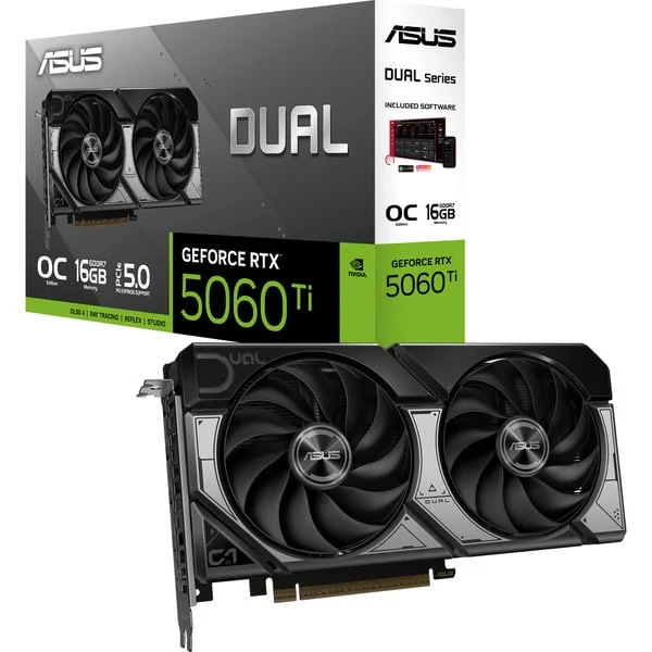 ASUS GeForce RTX 5060 Ti DUAL OC 16GB, Grafikkarte (schwarz, DLSS 5, 3x DisplayPort, 1x HDMI 2.1)