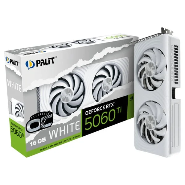 Palit GeForce RTX 5060 Ti OC WHITE 16GB, Grafikkarte (weiß, DLSS 5, 3x DisplayPort, 1x HDMI 2.1)