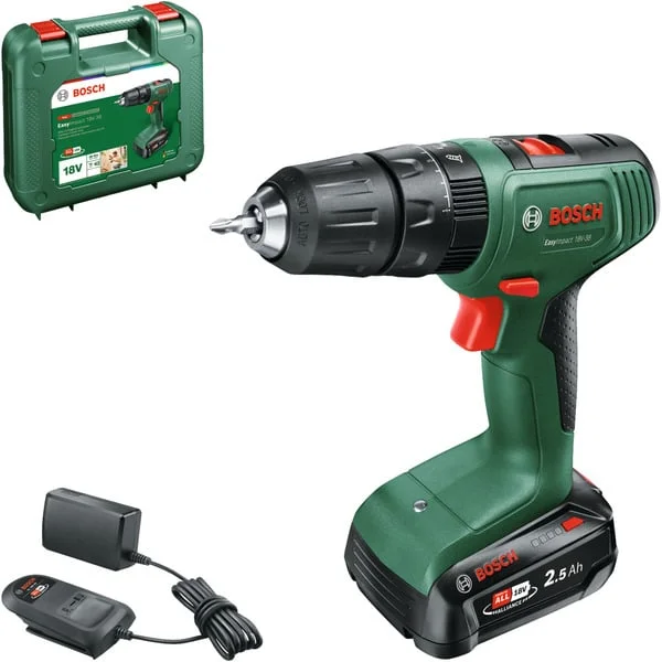 Bosch Heimwerken & Garten Akku-Schlagbohrschrauber EasyImpact 18V-38 (grün/schwarz, Li-Ionen Akku 2,0Ah, Koffer, POWER FOR ALL ALLIANCE)